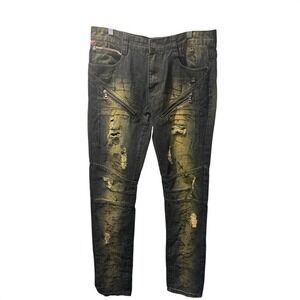 Square Zero Selvedge‎ Blue Distressed Jeans Size 34 Skater Patriotic Streetwear